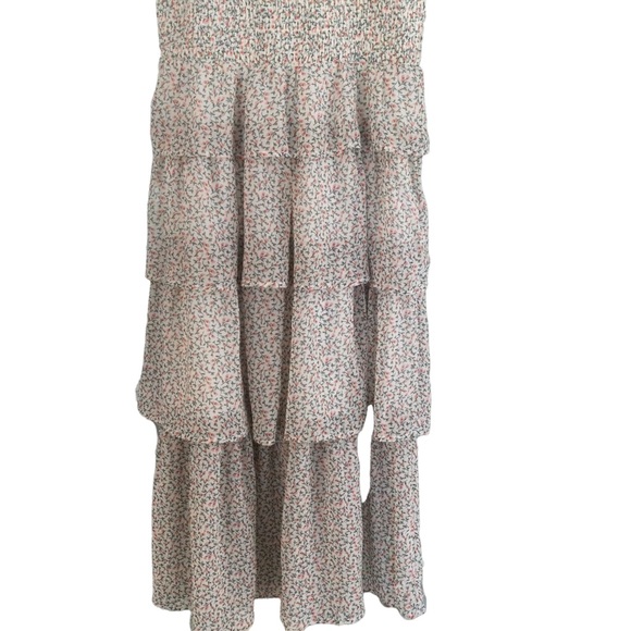 Spirit Of Grace Floral Smocked Top Tiered Midi Dress Size Large - Picture 4 of 10